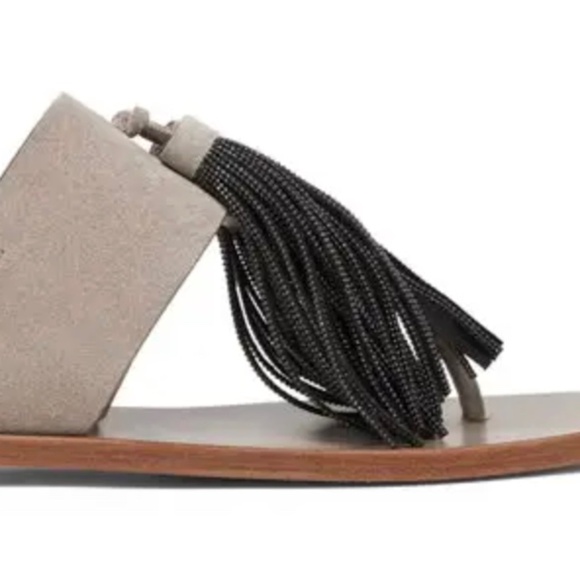 Brunello Cucinelli Suede Sandals with Precious Tassel - Picture 14 of 14